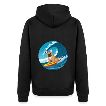Bouledogue Français Propriétaire Beach Dog Surfing Planche de surf - Veste à capuche bio Premium Unisexe - noir - Dos - Nico (187cm)