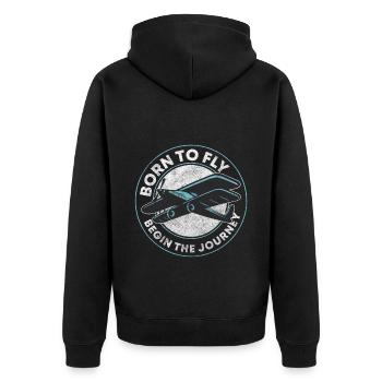 Fliegen Herzschlag Flugsport Segelflieger - Unisex Premium Bio Zip Hoodie - Schwarz - Hinten - Nico (187cm)