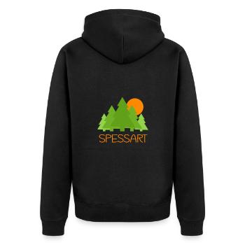 spessart Bäume grün - Unisex Premium Bio Zip Hoodie - Schwarz - Hinten - Nico (187cm)