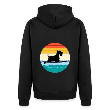Scottish Terrier Dog Surfing Surfer Sea Waves - Unisex Premium Organic Zip Hoodie - black - Back - Nico (187cm)