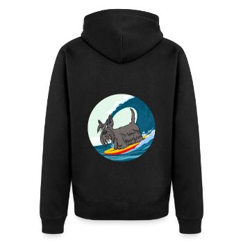 Scottish Terrier Dog Surfing Surfer Sea Waves - Unisex Premium Organic Zip Hoodie - black - Back - Nico (187cm)