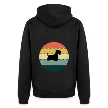 Scottish Terrier Dog Surfing Surfer Sea Waves - Unisex Premium Organic Zip Hoodie - black - Back - Nico (187cm)