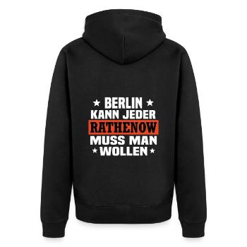 Rathenow - Unisex Premium Bio Zip Hoodie - Schwarz - Hinten - Nico (187cm)