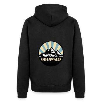Odenwald - Unisex Premium Bio Zip Hoodie - Schwarz - Hinten - Nico (187cm)