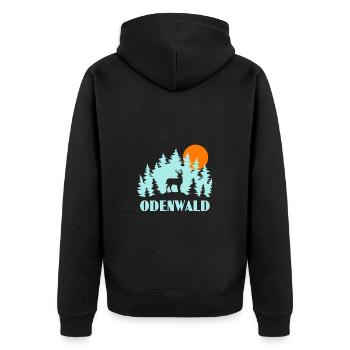 Odenwald - Unisex Premium Bio Zip Hoodie - Schwarz - Hinten - Nico (187cm)