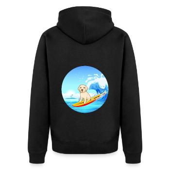 Labrador Retriever Chien Surf Vagues de la mer - Veste à capuche bio Premium Unisexe - noir - Dos - Nico (187cm)
