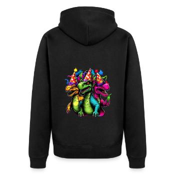 Motif de dinosaure coloré cool - 3 T-Rex - Veste à capuche bio Premium Unisexe - noir - Dos - Nico (187cm)