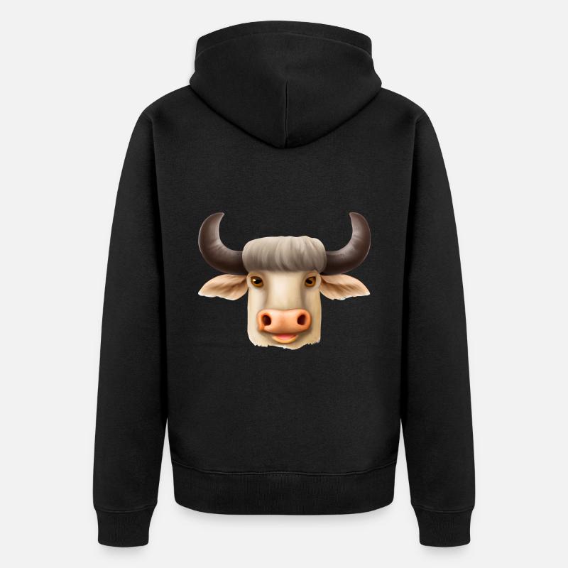 Buffle mignon dessiné - Veste à capuche bio Premium Unisexe - noir