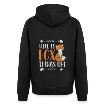 Tier Schlau Wild Wildnis - Unisex Premium Bio Zip Hoodie - Schwarz - Hinten - Nico (187cm)