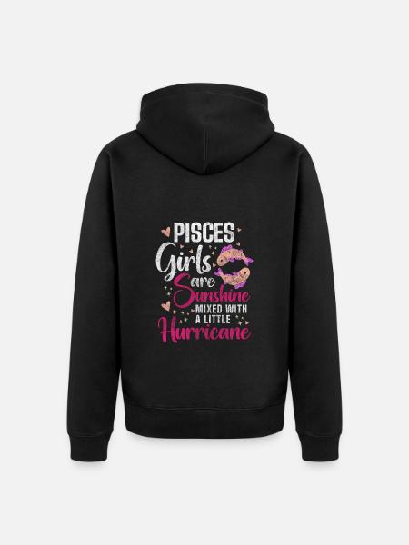 Pisces February Superstitions - Unisex Premium Organic Zip Hoodie - black