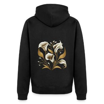 Lilies - Unisex Premium Organic Zip Hoodie - black - Back - Nico (187cm)