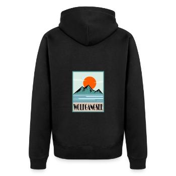 Wolfgangsee - Unisex Premium Bio Zip Hoodie - Schwarz - Hinten - Nico (187cm)