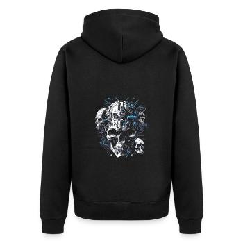 Crâne rétro futuriste Crâne Cyborg - Veste à capuche bio Premium Unisexe - noir - Dos - Nico (187cm)