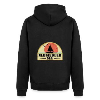 Neusiedler See - Unisex Premium Bio Zip Hoodie - Schwarz - Hinten - Nico (187cm)