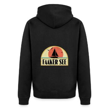 Faaker See - Unisex Premium Bio Zip Hoodie - Schwarz - Hinten - Nico (187cm)