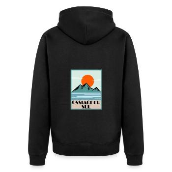 Ossiacher See - Unisex Premium Bio Zip Hoodie - Schwarz - Hinten - Nico (187cm)