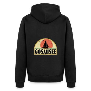 Gosausee - Unisex Premium Bio Zip Hoodie - Schwarz - Hinten - Nico (187cm)