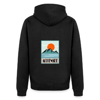 Achensee - Unisex Premium Bio Zip Hoodie - Schwarz - Hinten - Nico (187cm)