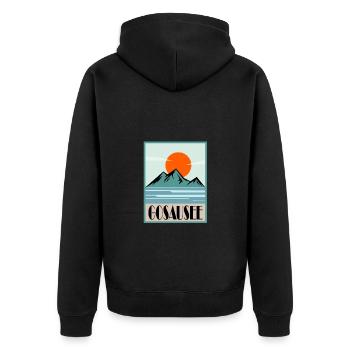 Gosausee - Unisex Premium Bio Zip Hoodie - Schwarz - Hinten - Nico (187cm)