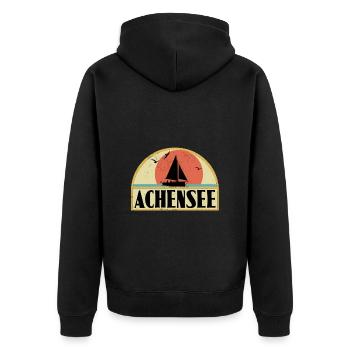 Achensee - Unisex Premium Bio Zip Hoodie - Schwarz - Hinten - Nico (187cm)