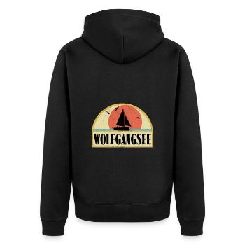 Wolfgangsee - Unisex Premium Bio Zip Hoodie - Schwarz - Hinten - Nico (187cm)
