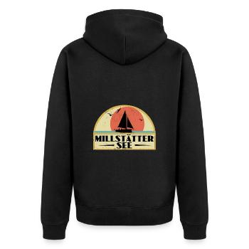 Millstätter See - Unisex Premium Bio Zip Hoodie - Schwarz - Hinten - Nico (187cm)