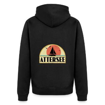 Attersee - Unisex Premium Bio Zip Hoodie - Schwarz - Hinten - Nico (187cm)