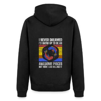 Fische Neptun Geburtsmonat Planet - Unisex Premium Bio Zip Hoodie - Schwarz - Hinten - Nico (187cm)