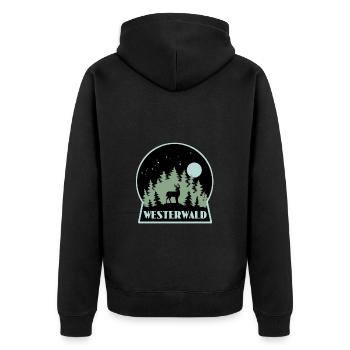 Westerwald - Unisex Premium Bio Zip Hoodie - Schwarz - Hinten - Nico (187cm)