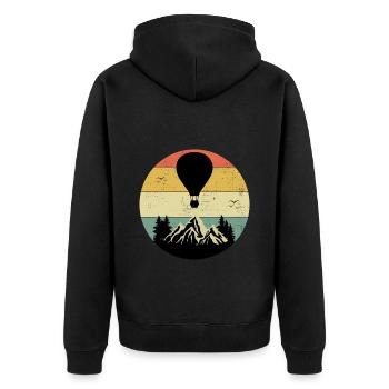 Heißluftballonfahrt Trichter Ballon Pilot Ballonfahrer - Unisex Premium Bio Zip Hoodie - Schwarz - Hinten - Nico (187cm)