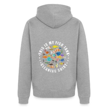 Aquarium Hobby Zucht - Unisex Premium Bio Zip Hoodie - Grau meliert - Hinten - Nico (187cm)