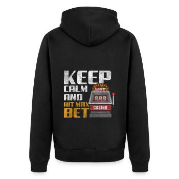 Kasino Automat Spiele Casino - Unisex Premium Bio Zip Hoodie - Schwarz - Hinten - Nico (187cm)