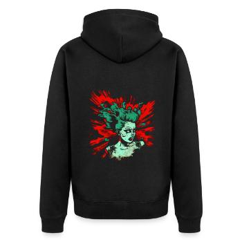 Cool Psychobilly Comic Design - Green Woman - Unisex Premium Organic Zip Hoodie - black - Back - Nico (187cm)