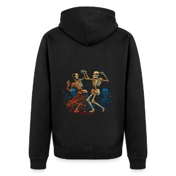 Dancing skeletons in the 50s look - Comic - Unisex Premium Organic Zip Hoodie - black - Back - Nico (187cm)