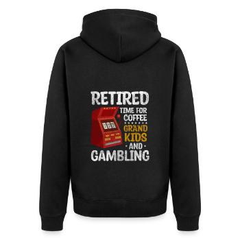 Spielautomat Geld Zocken Casino - Unisex Premium Bio Zip Hoodie - Schwarz - Hinten - Nico (187cm)