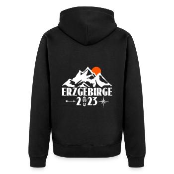 Erzgebirge 2023 - Unisex Premium Bio Zip Hoodie - Schwarz - Hinten - Nico (187cm)