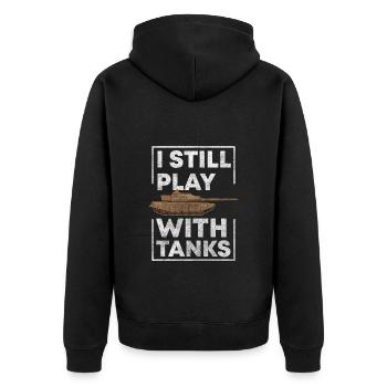 Kampfpanzer Panzerkampfwagen Kampffahrzeug Kraft - Unisex Premium Bio Zip Hoodie - Schwarz - Hinten - Nico (187cm)