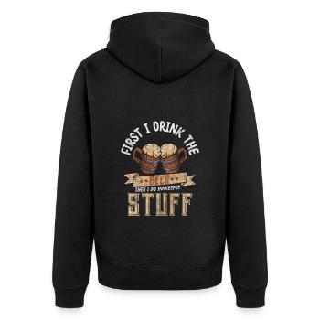 Gaststätte Feier Wirtschaft - Unisex Premium Bio Zip Hoodie - Schwarz - Hinten - Nico (187cm)