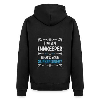 Wirt Party Bar Tabak - Unisex Premium Bio Zip Hoodie - Schwarz - Hinten - Nico (187cm)