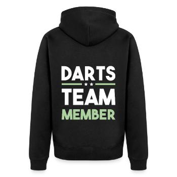 Darts Team - Unisex Premium Bio Zip Hoodie - Schwarz - Hinten - Nico (187cm)