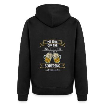 Gaststätte Bier Rauchen - Unisex Premium Bio Zip Hoodie - Schwarz - Hinten - Nico (187cm)