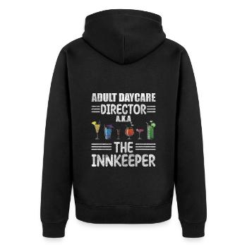 Wirt Bier Shots Gemütlich - Unisex Premium Bio Zip Hoodie - Schwarz - Hinten - Nico (187cm)