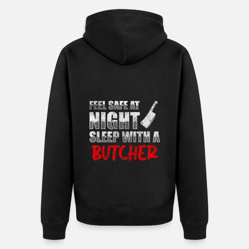 Boucher boucher boucher profession - Veste à capuche bio Premium Unisexe - noir