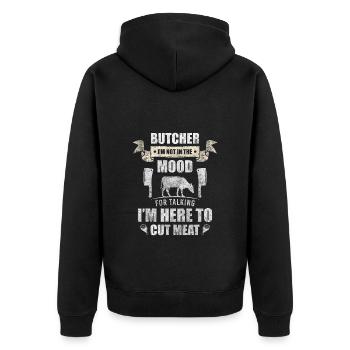 Travail de steak de boucher - Veste à capuche bio Premium Unisexe - noir - Dos - Nico (187cm)