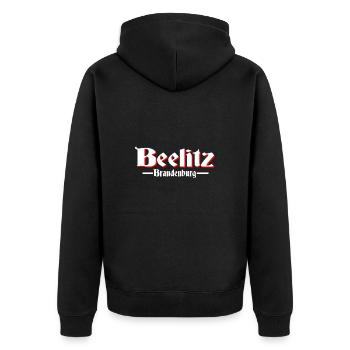 Beelitz - Unisex Premium Bio Zip Hoodie - Schwarz - Hinten - Nico (187cm)