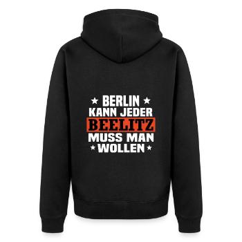 Beelitz - Unisex Premium Bio Zip Hoodie - Schwarz - Hinten - Nico (187cm)