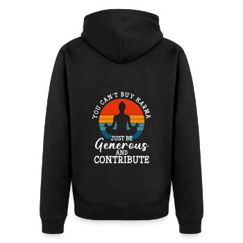 Karma Positiv Ego - Unisex Premium Bio Zip Hoodie - Schwarz - Hinten - Nico (187cm)