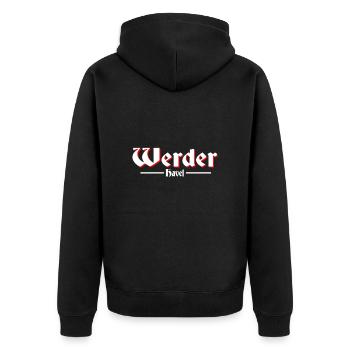 Werder Havel - Unisex Premium Bio Zip Hoodie - Schwarz - Hinten - Nico (187cm)
