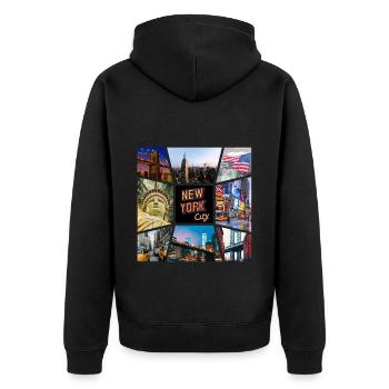 New York City USA America City Skyline Collage - Unisex Premium Organic Zip Hoodie - black - Back - Nico (187cm)