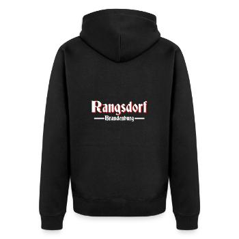 Rangsdorf - Unisex Premium Bio Zip Hoodie - Schwarz - Hinten - Nico (187cm)